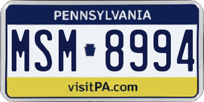 PA license plate MSM8994