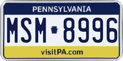 PA license plate MSM8996