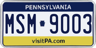 PA license plate MSM9003