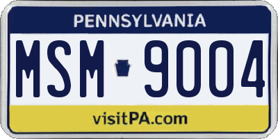 PA license plate MSM9004