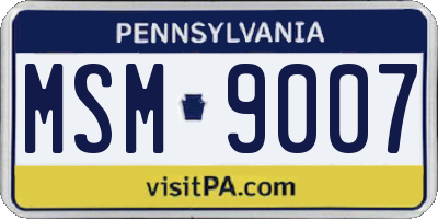 PA license plate MSM9007