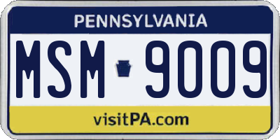 PA license plate MSM9009