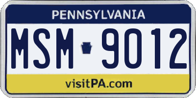 PA license plate MSM9012