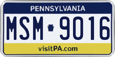 PA license plate MSM9016