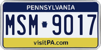 PA license plate MSM9017