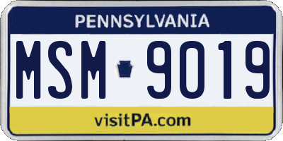 PA license plate MSM9019