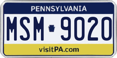 PA license plate MSM9020