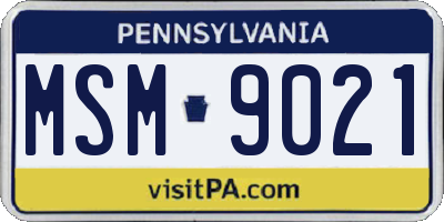 PA license plate MSM9021