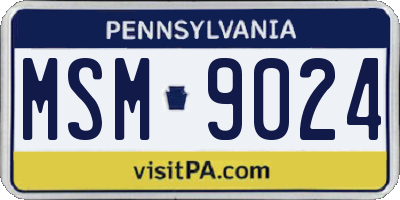 PA license plate MSM9024