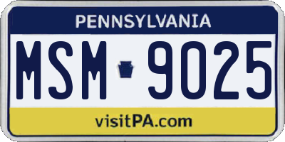 PA license plate MSM9025