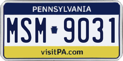 PA license plate MSM9031