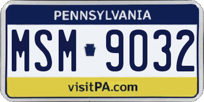 PA license plate MSM9032