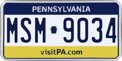 PA license plate MSM9034
