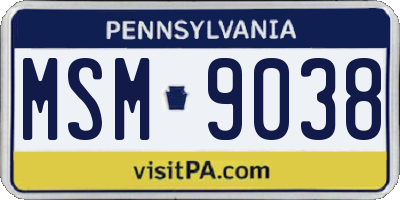 PA license plate MSM9038