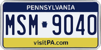 PA license plate MSM9040