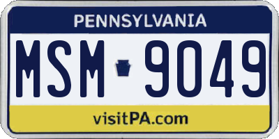 PA license plate MSM9049