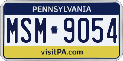 PA license plate MSM9054