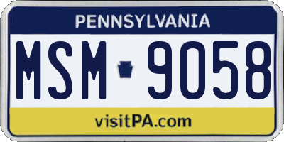 PA license plate MSM9058