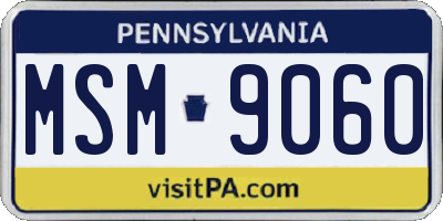 PA license plate MSM9060