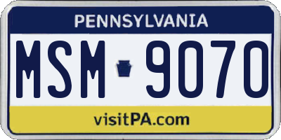 PA license plate MSM9070