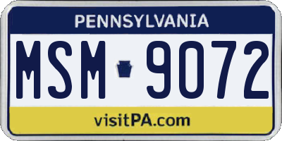 PA license plate MSM9072