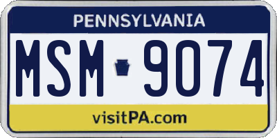 PA license plate MSM9074