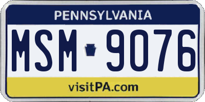 PA license plate MSM9076