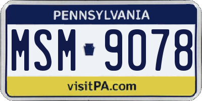PA license plate MSM9078