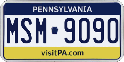 PA license plate MSM9090