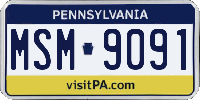 PA license plate MSM9091