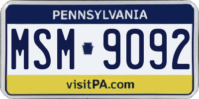 PA license plate MSM9092