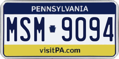 PA license plate MSM9094