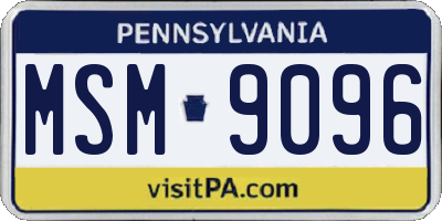 PA license plate MSM9096