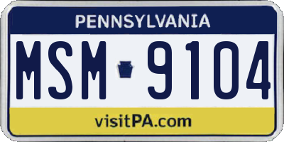 PA license plate MSM9104