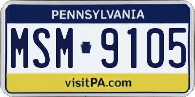 PA license plate MSM9105