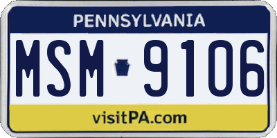 PA license plate MSM9106