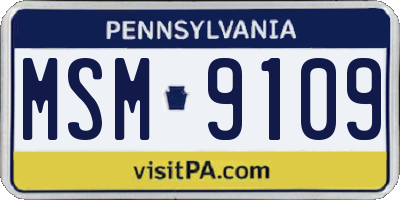 PA license plate MSM9109