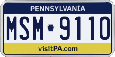 PA license plate MSM9110