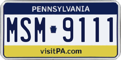 PA license plate MSM9111