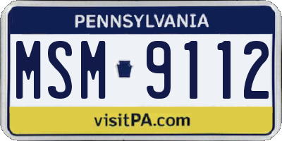 PA license plate MSM9112