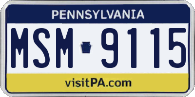 PA license plate MSM9115