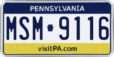 PA license plate MSM9116