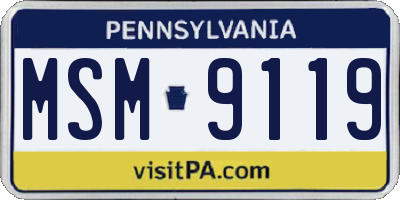 PA license plate MSM9119