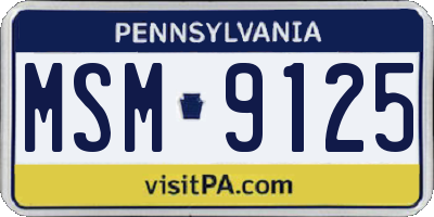 PA license plate MSM9125