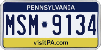 PA license plate MSM9134