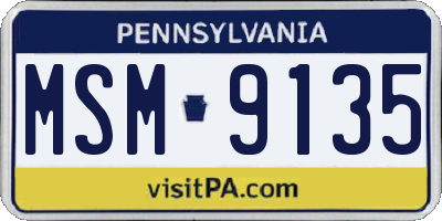 PA license plate MSM9135