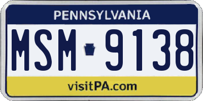 PA license plate MSM9138