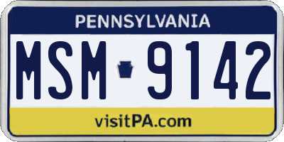 PA license plate MSM9142