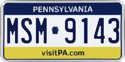 PA license plate MSM9143