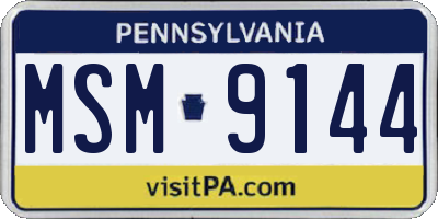 PA license plate MSM9144